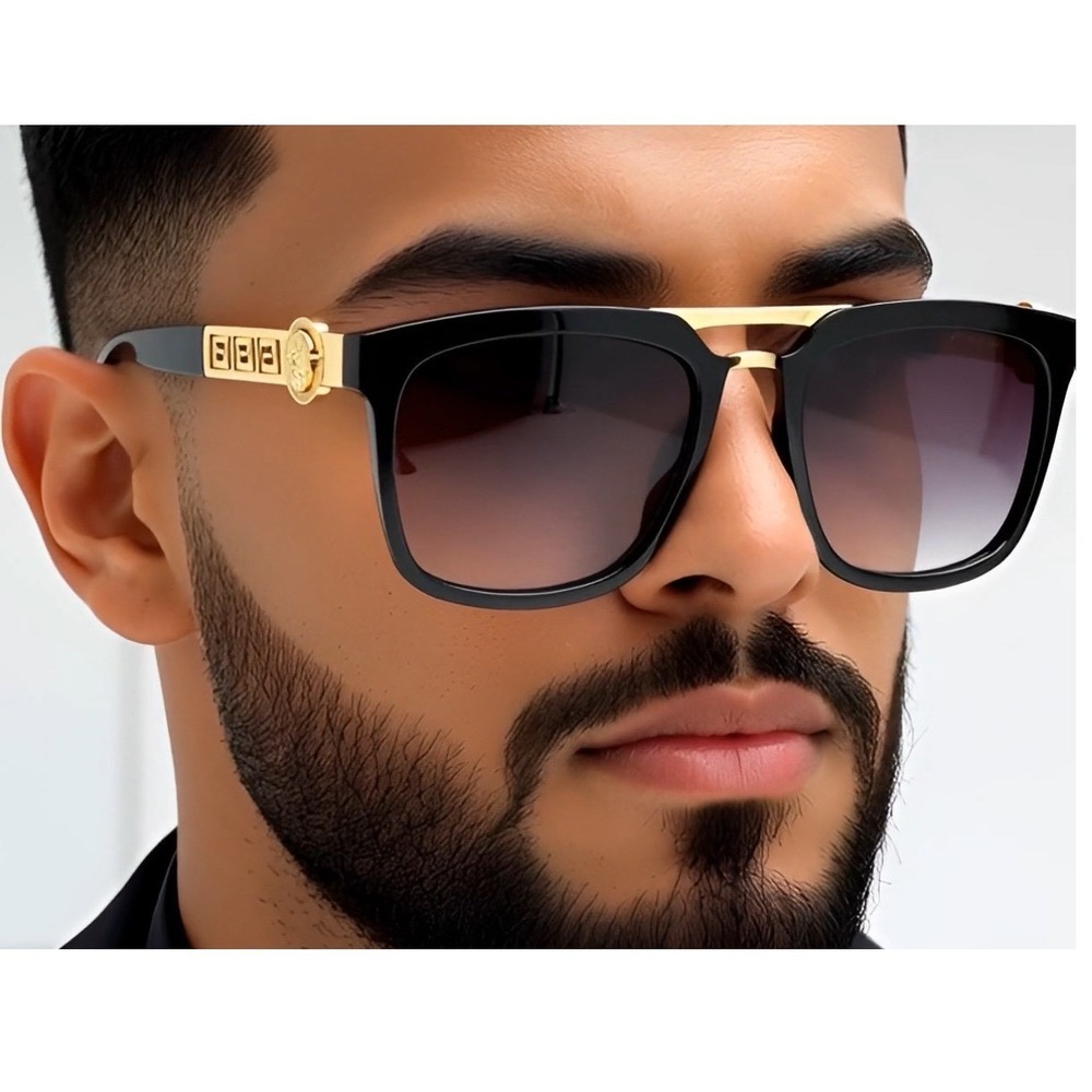 Stylish Sunglasses Luxury Outfit Men Shades Rapper Cholo Style Gold Top‎ Bar New